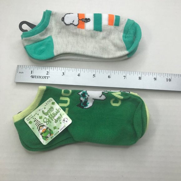 Lot of 4 St Patrick's Day Women's Shoe Size 4-10 No Show Socks Peanuts and Cats - Picture 11 of 13